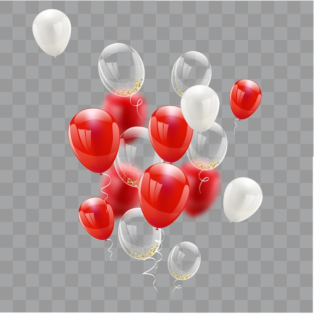 Rotes weißes Ballonkonfetti-Konzeptdesign