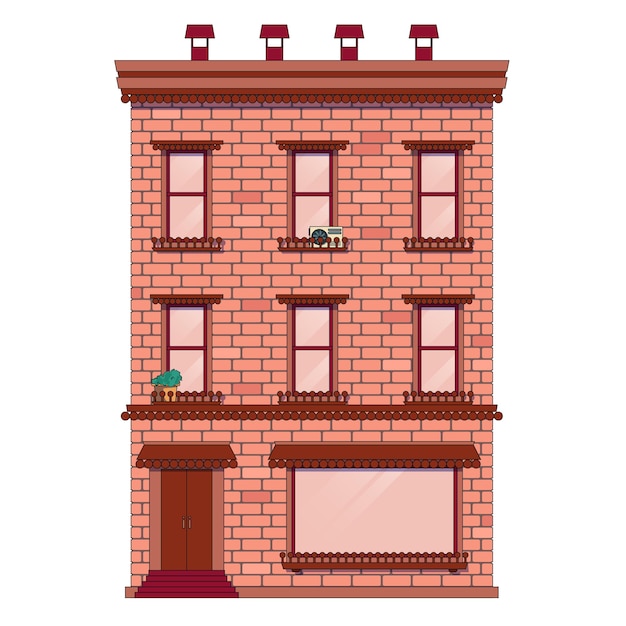 Vektor rotes ziegelsteinhaus in brooklyn vektorillustration hintergrund