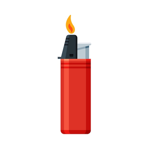 Rotes Zigarettenzünder aus Kunststoff mit feuergefährlichem Rauchgerät Vektorillustration