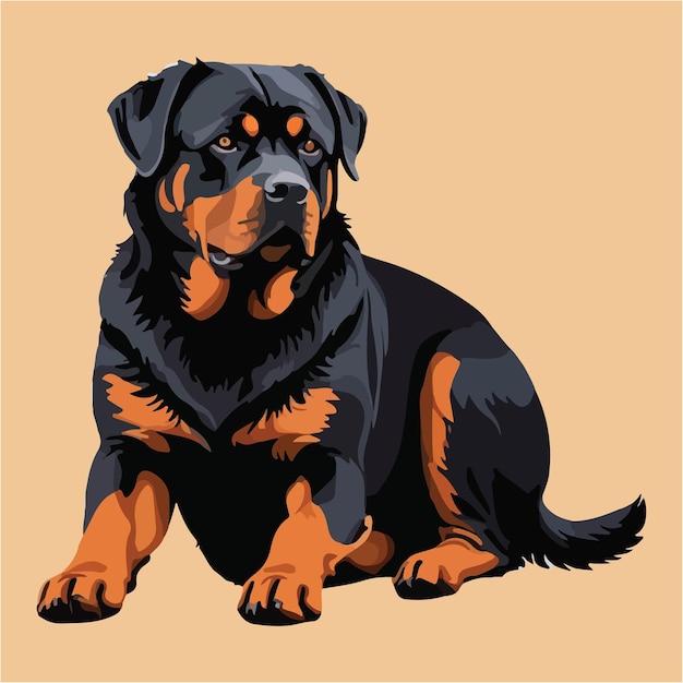 Vektor rottweiler hund illustration design vektor-stil perfekt für maskottchen und cartoon-design