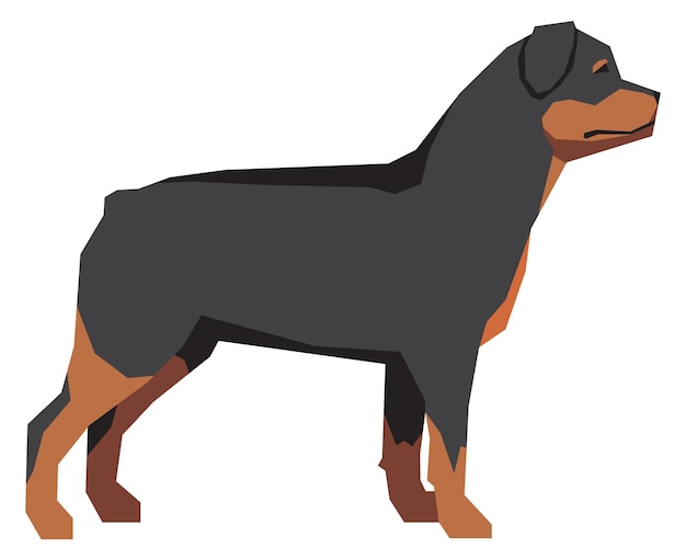 Vektor rottweiler-hund seitlich gesehen reinrassige farbsymbol