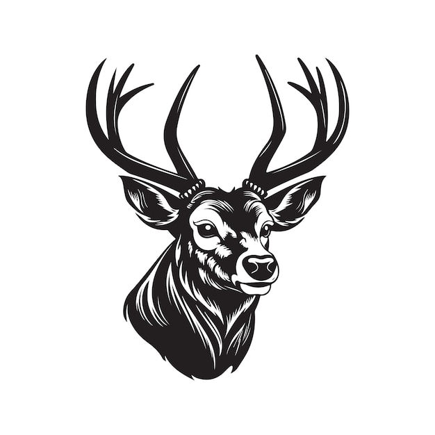 Vektor rotwild-logo-konzept schwarz-weiß-farbe handgezeichnete illustration