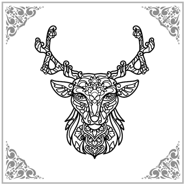 Rotwild zentangle Künste lokalisiert auf weißem Hintergrund