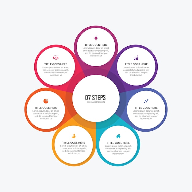 Vektor round cycle business infographic design template mit 7 optionen