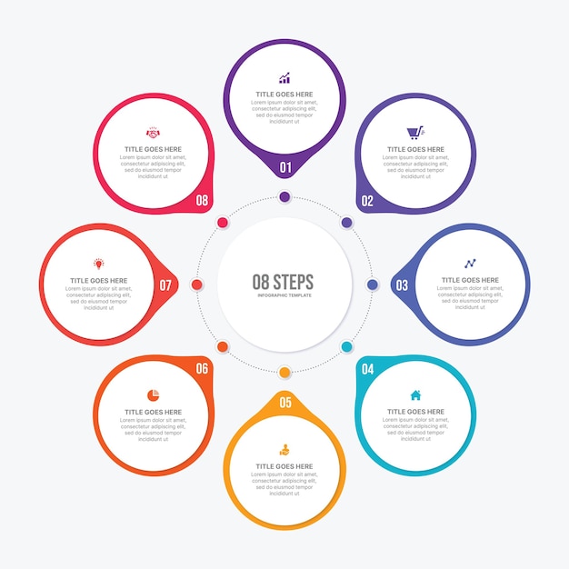 Vektor round cycle business infographic design vorlage mit 8 optionen