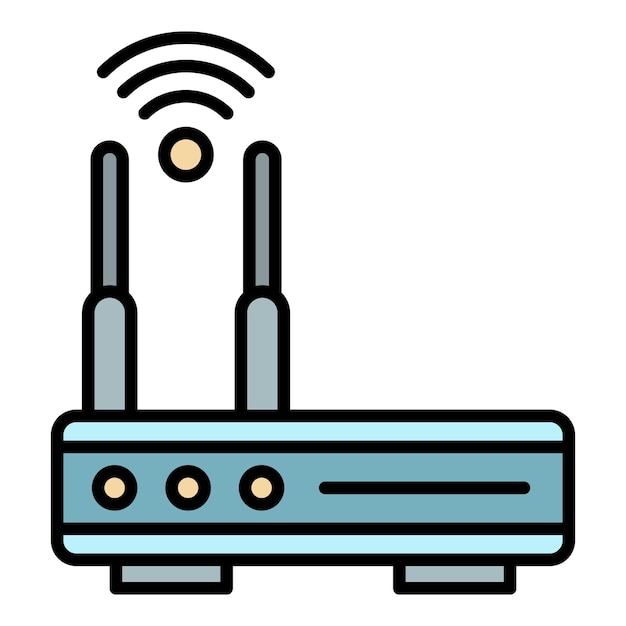 Vektor router-symbol. umriss des router-vektorsymbols in farbe, flach isoliert