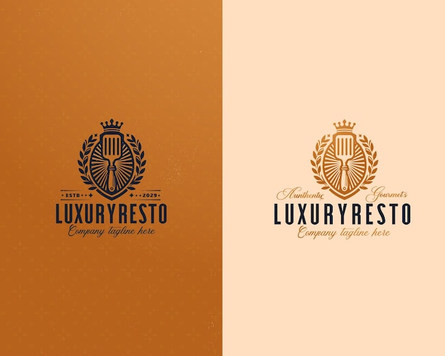 Royal elegant luxuriöses Gourmet-Restaurant Logo Vorlage für das Lebensmittelgeschäft