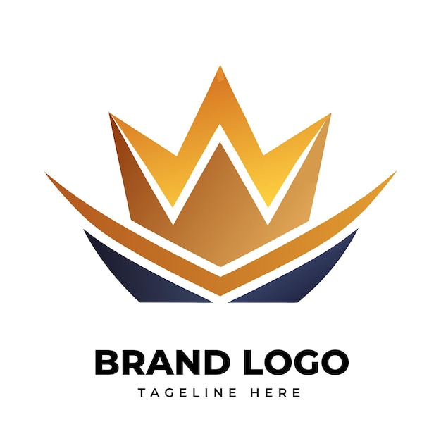 Royal Gold Gradient Crown Logo mit Ikonen