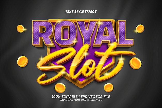 Vektor royal slot bearbeitbarer texteffekt 3d-luxusstil