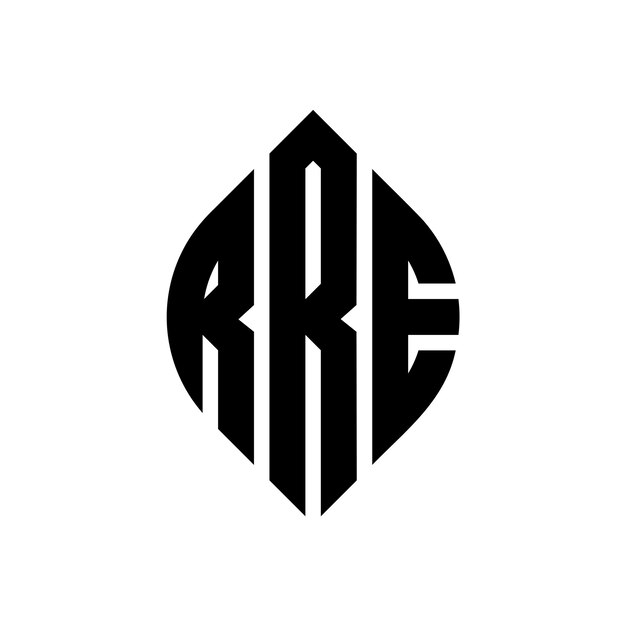 Vektor rre kreisbuchstaben-logo-design mit kreis- und ellipseform rre ellipse-buchstaben mit typografischem stil die drei initialen bilden ein kreis-logo rre kreise-emblem abstrakt monogramm buchstaben-marke vektor