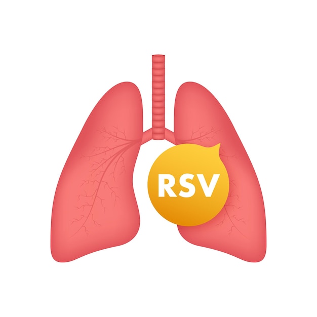 RSV Respiratory Syncytial Virus und Lungensymbol Vektorillustration