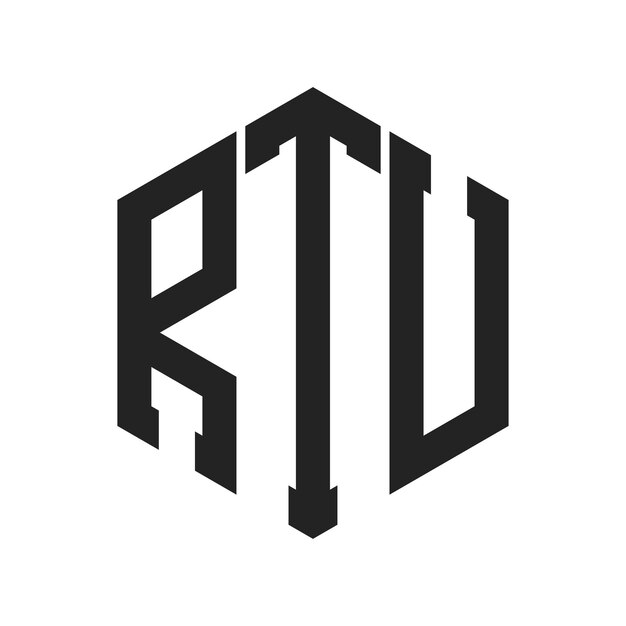 RTU-Logo-Design Anfangsbuchstaben RTU-Monogramm-Logo in sechseckiger Form
