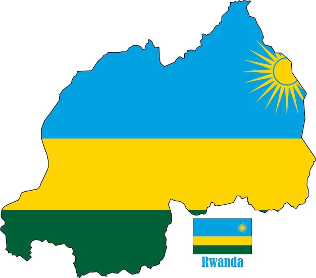Ruanda-karte und flagge