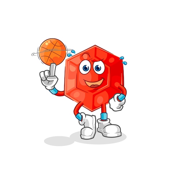 Ruby, der basketball-maskottchen-karikaturvektor spielt