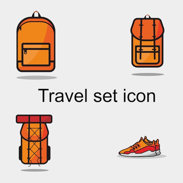 Rucksack und turnschuhe icon-set