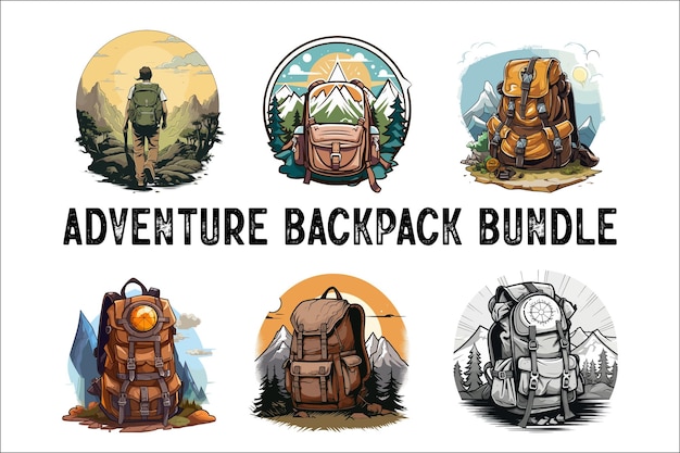 Rucksackcamp-Vektor Rucksacksack-Reisetasche Wandern Camping und Klettern Sport Rucksäck-Set