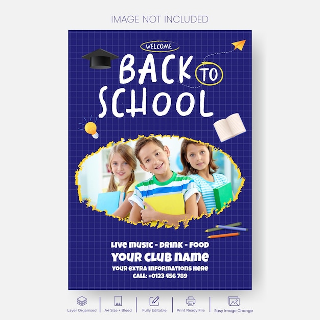 Rückkehr zur Schule Party Flyer oder Poster Vorlage Schule Zulassung pädagogische Druck Flyer oder Plakat
