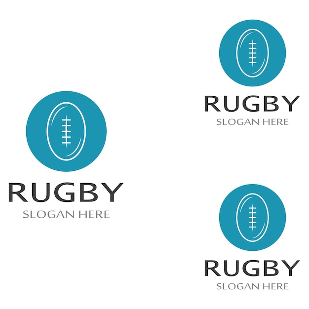 Rugby-ball-logo verwendung eines vektorillustrations-vorlagen-designkonzepts kann für sportlogos und ein teamlogo verwendet werden