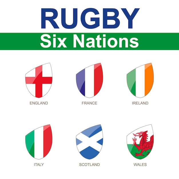 Rugby six nations championship, 6 flaggen