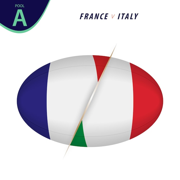 Vektor rugby-wettbewerb frankreich gegen italien. rugby gegen ikone.