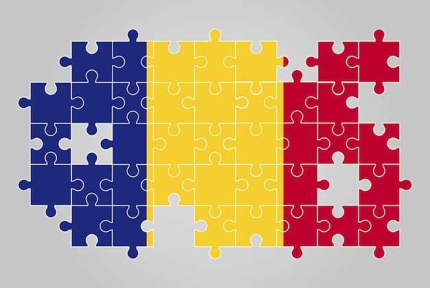 Rumänien-flagge form der puzzle-vektor-puzzle-karte rumänien-flagge für kinder