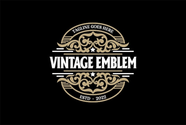 Runde alte königliche Rahmen Abzeichen Emblem Label Logo Design Vektor