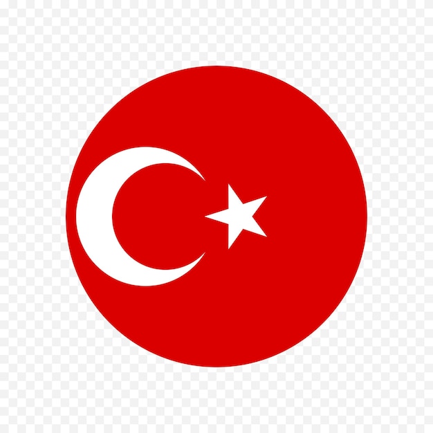 Vektor runde flagge der türkei nationalsymbol vektorillustration auf transparentem hintergrund