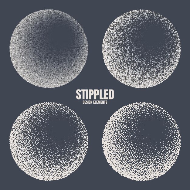 Runde gestrichelte Objekte Punkte Elemente Fading Gradient Punkte Zeichnung Schattierung mit