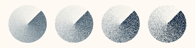 Runde gestrichelte Objekte Vintage stipple Elemente verblassende Gradient stippling dotwork Zeichnung