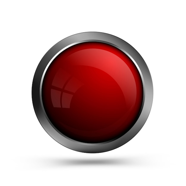 Runde glasform des roten knopfes für webdesign.