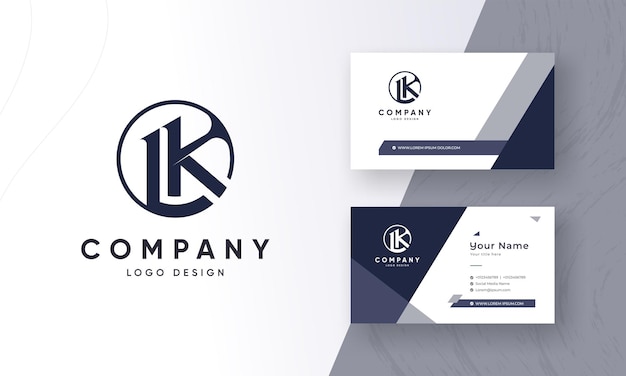 Vektor runde lk- oder kl-kombinations-anfangsbuchstaben-monogramm-logo-design mit frischem visitenkarten-design