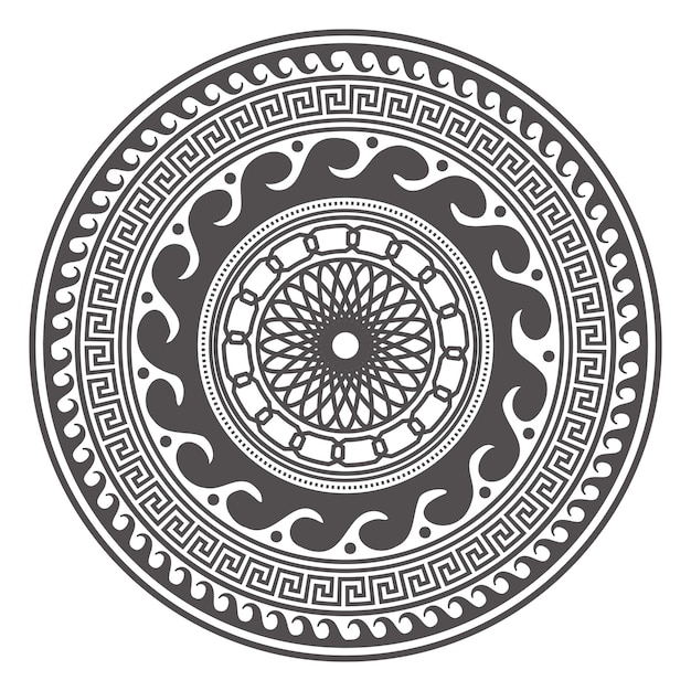 Runde mäanderränder kreis griechisches mandala-design dekorationselemente muster