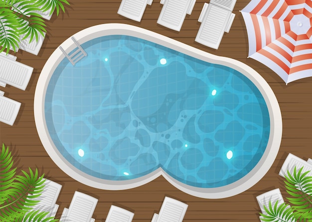 Vektor runde pool draufsicht. sommerbanner. vektorillustration.