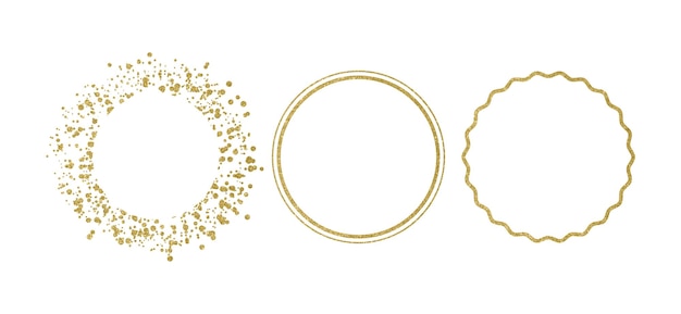 Vektor runde rahmen mit goldenem glitzerkonfetti