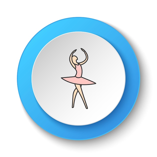 Runde schaltfläche für web-ikonen ballettfrau schaltfläche banner runde abzeichen-schnittstelle für anwendungsillustration auf weißem hintergrund