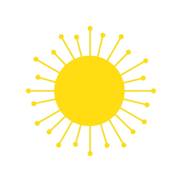 Runde Sonne. Grafisches Logo-Clipart-Symbol-Illustrationsbild lokalisiert auf weißem Hintergrund