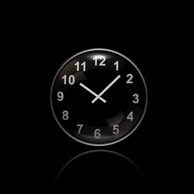 Runde Uhr Vektorillustration auf schwarzem Hintergrund