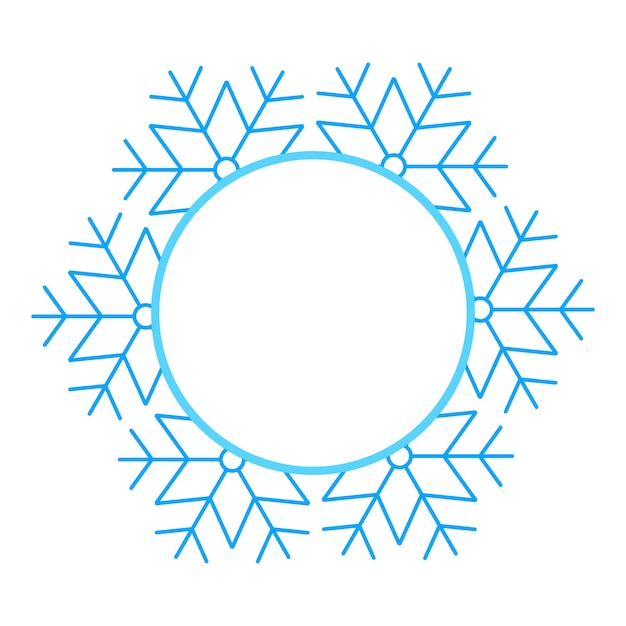 Vektor runden vektorblauen weihnachts-winterrahmen aus schneeflocken mit platz für text perfekter copyspace