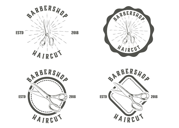 Runder logos der friseursalonvektor-weinlese