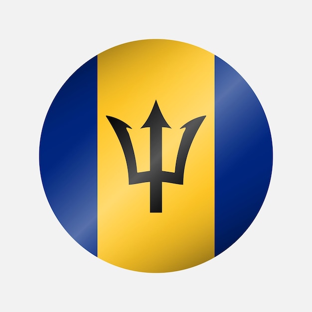 Rundes Aufkleber mit dem Highlight-Symbol der Nationalflagge von Barbados