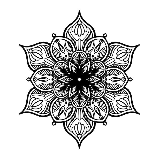 Vektor rundes blumenmandala für tattoo-henna dekorative elemente im vintage-stil vektor mit orientalischen mustern