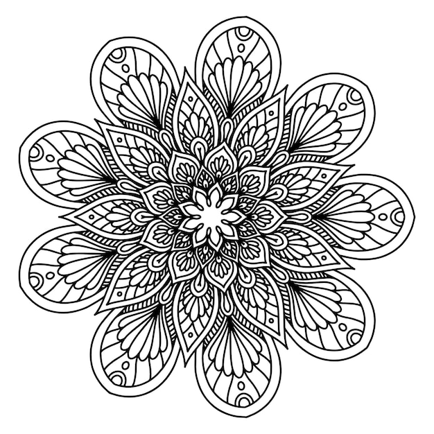 Vektor rundes blumenmandala für tattoo henna vintage dekorative elemente orientalische muster