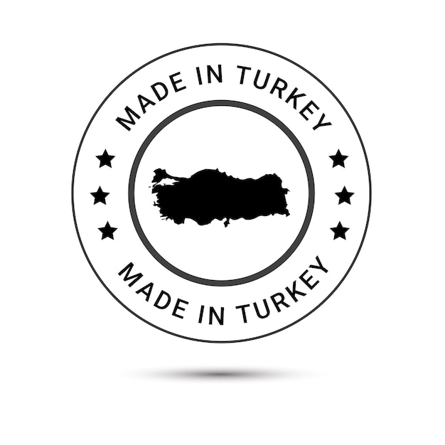 Vektor rundes etikett „made in turkey“ modernes logo „made in turkey“.