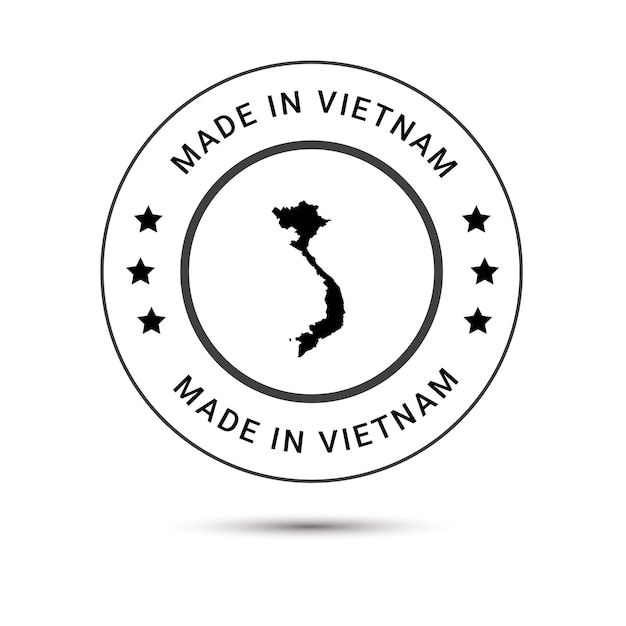 Rundes etikett „made in vietnam“ modernes logo „made in vietnam“.