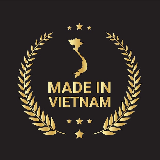 Rundes etikett „made in vietnam“ modernes logo „made in vietnam“.