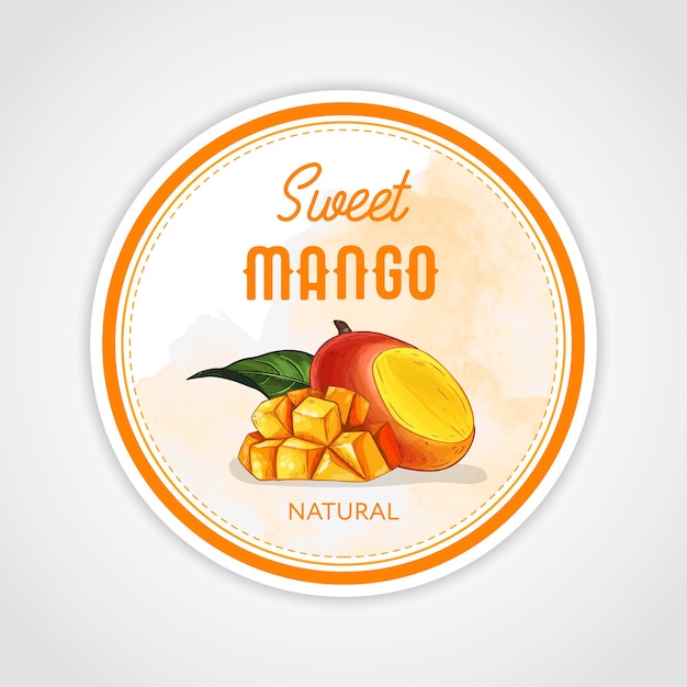 Rundes etiketten- oder sticker-design im vintage-stil mit mango