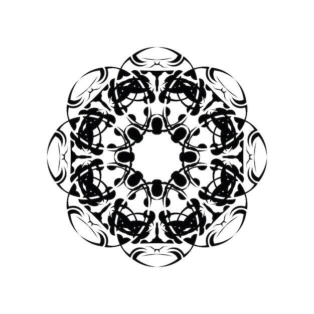 Rundes mandala orientalisches schwarz-weiß-muster ethnisches motiv färbung tattoo-vorlage henna-ornament psychedelischer vektor