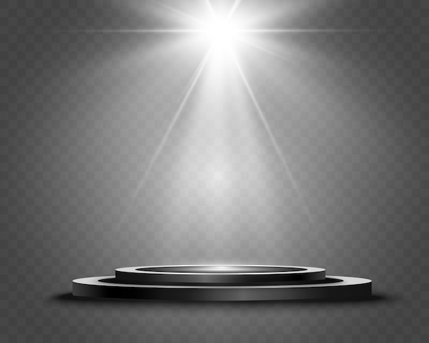 Rundes Podium, Podest oder Plattform, beleuchtet von Scheinwerfern