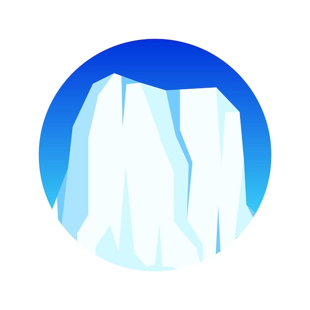 Vektor rundes schwimmendes eisberg treibendes arktisches gletscherblock aus gefrorenem ozeanwasser eisige berge mit schnee