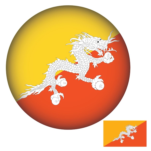 Vektor rundförmige illustrationsvektor der flagge von bhutan